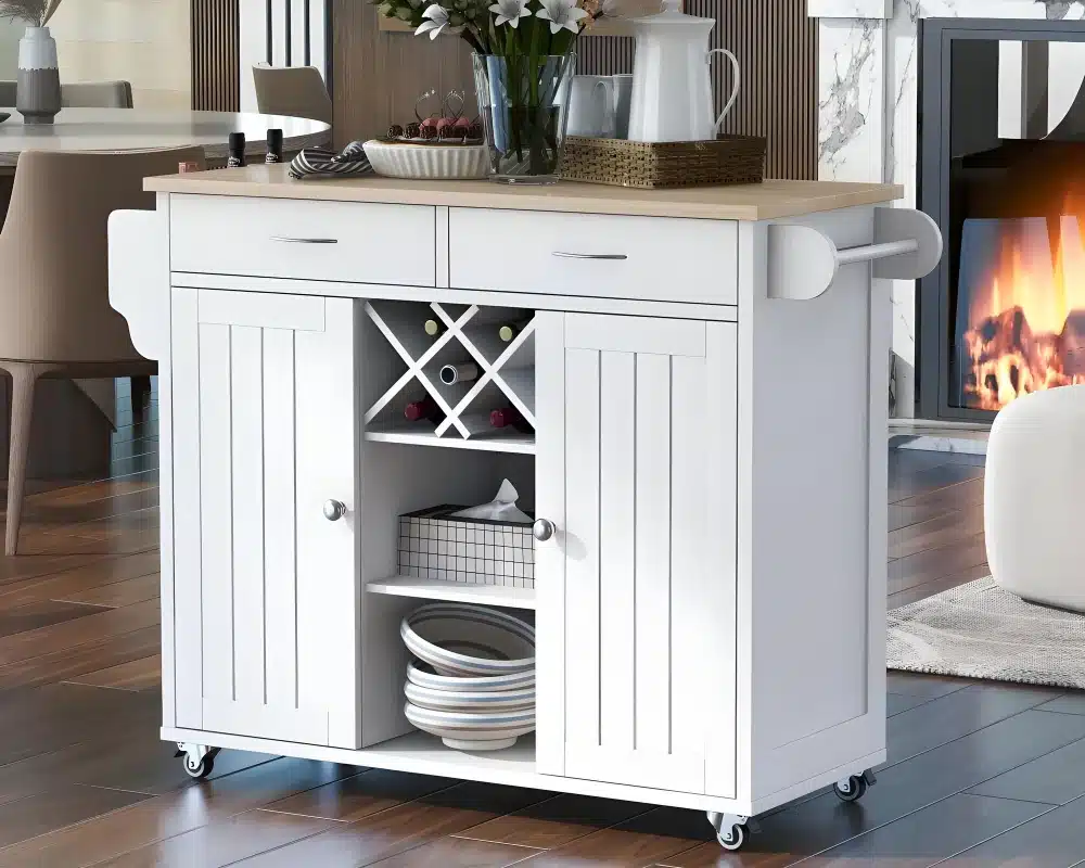 kitchen storage cart with drawers