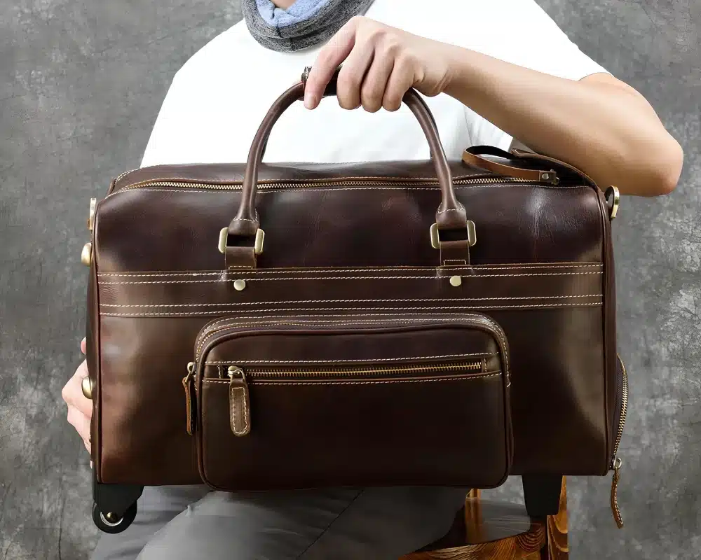 mens leather carry on