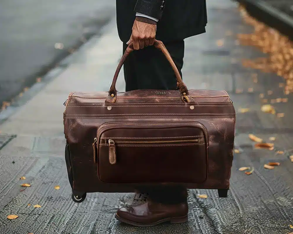 mens leather carry on