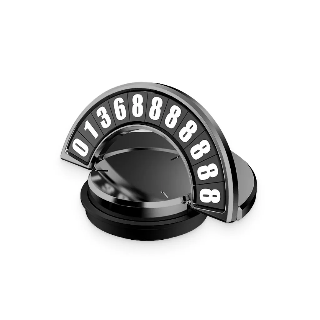 A black and silver flip-style number display on a round base, showing the number sequence from 0 to 13, flanked by repeated 8s. The device is curved, modern, and set against a white background.